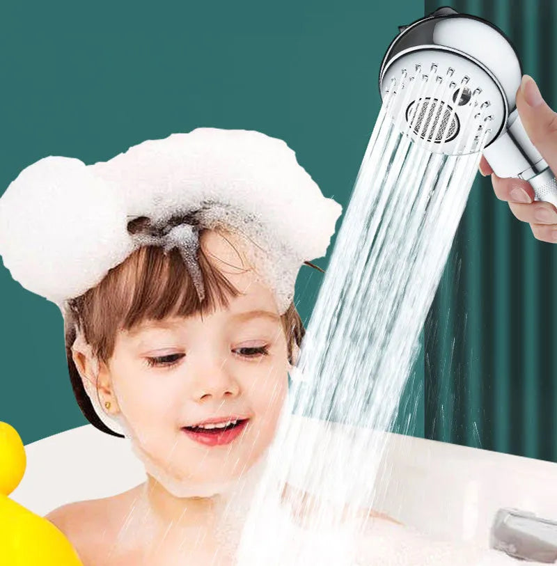 Silver ABS plastic handheld shower head for gentle pet bathing