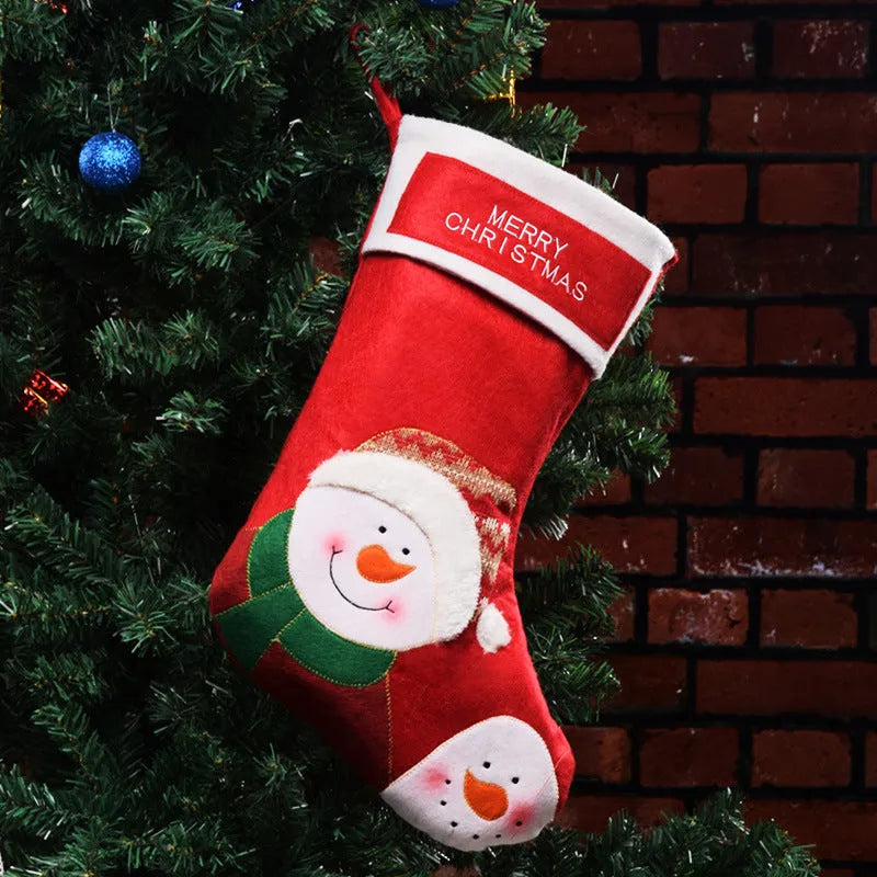 Christmas stocking pendant decoration in non-woven fabric with elk, old man, and snowman design options