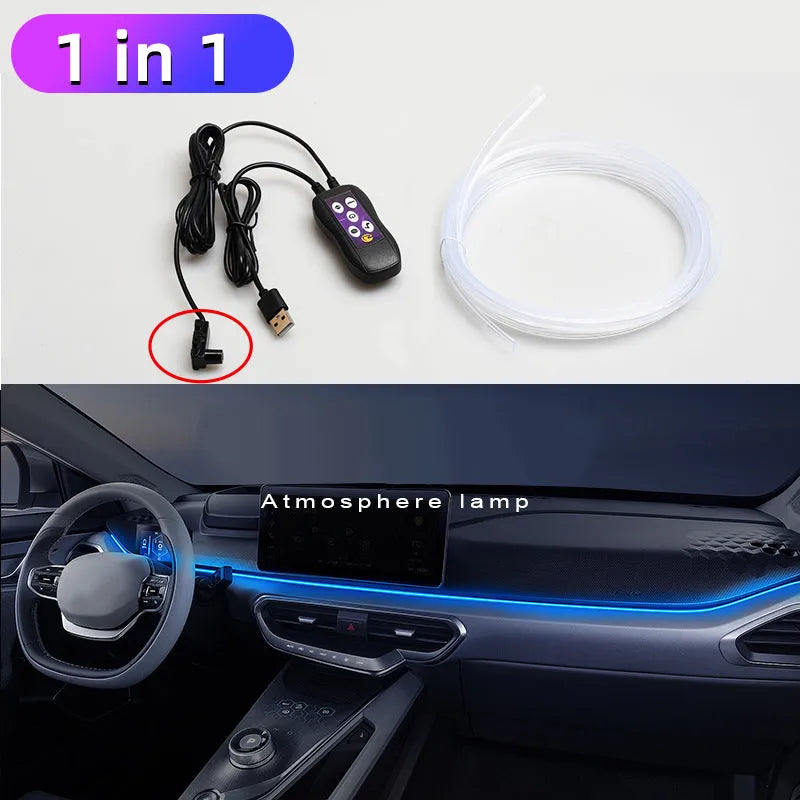 Car USB LED colour changing atmosphere lamp for dashboard and centre console lighting