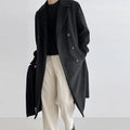 Men's thick loose wool overcoat in black, brown, and dark gray, polyester blend, sizes M-5XL