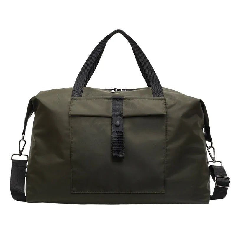 Large black one-shoulder travel bag made from Oxford cloth with a capacity of 36-55 litres.