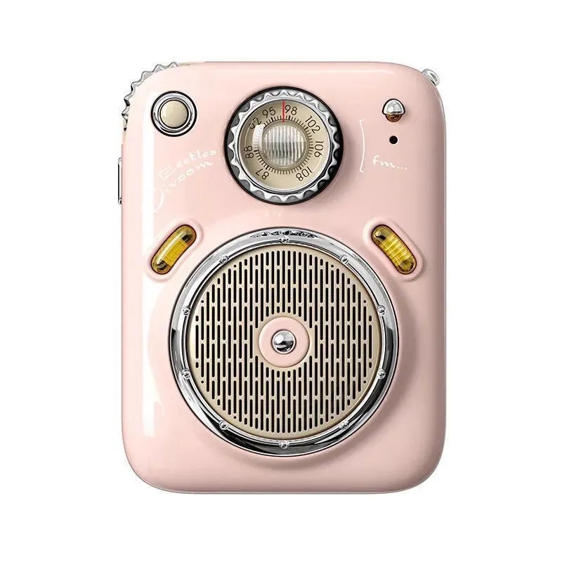 Bluetooth mini-portable audio radio in pink, green, and white colour options with lithium battery