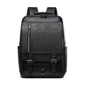 Men's casual business backpack in solid colour, black PU leather, urban simplicity style for travel