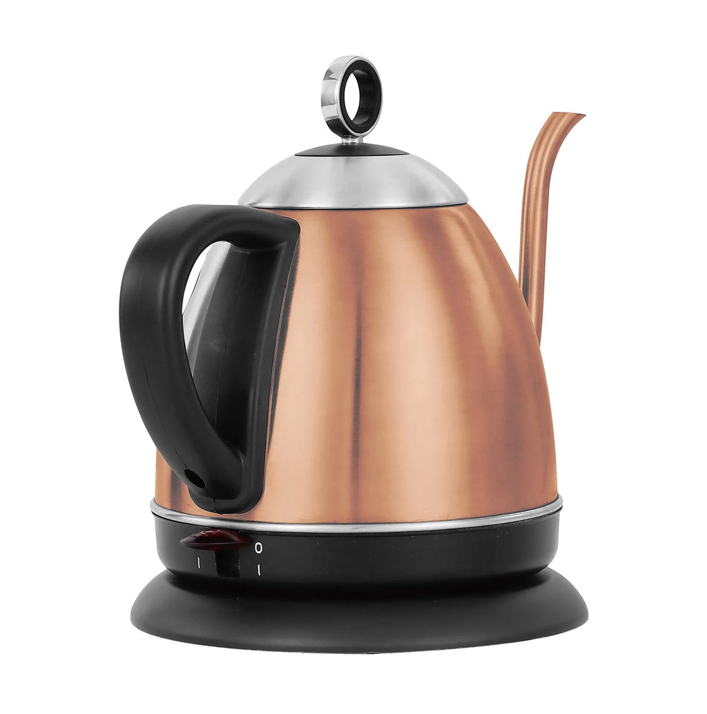 White stainless steel electric kettle with touch controls and 1L capacity