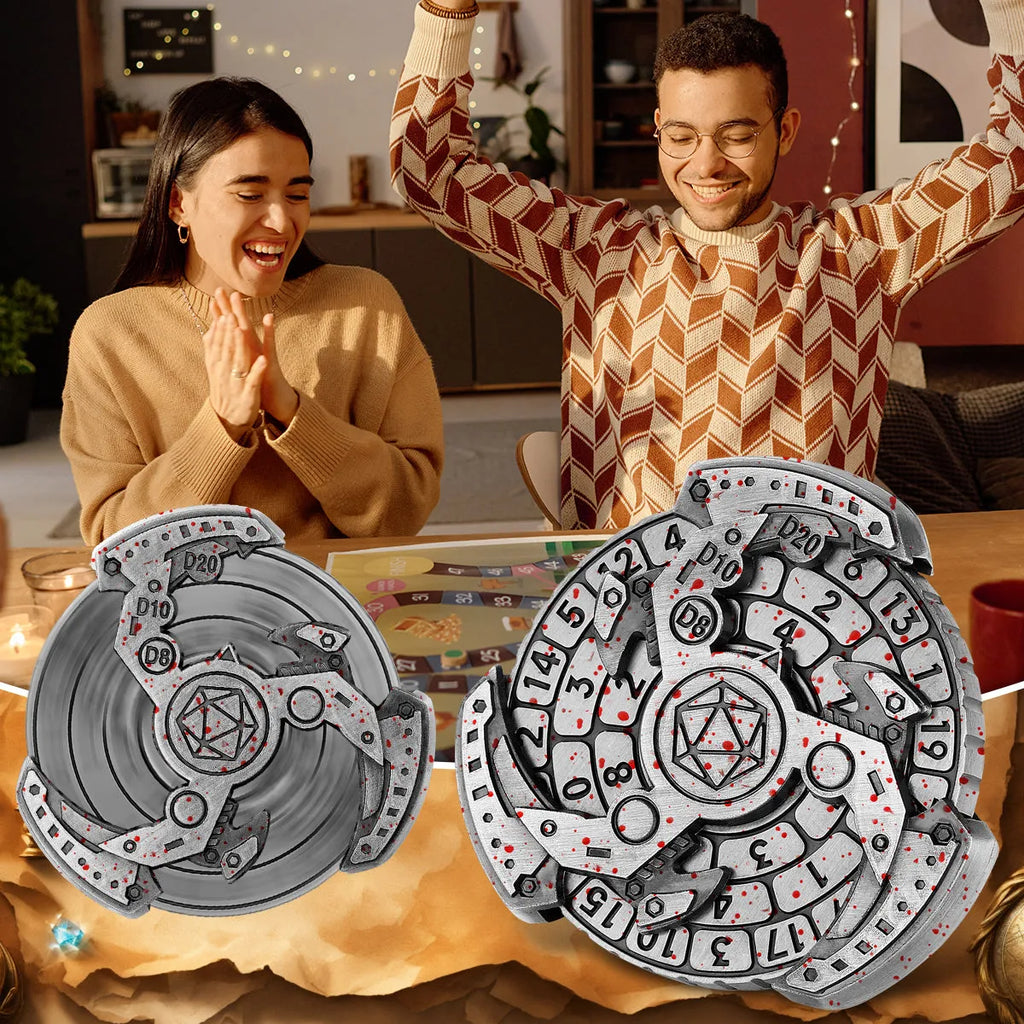Wind And Fire Wheel DND dice wheel gift box set in bronze zinc alloy with retro compass design
