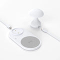 Multifunctional 10W fast wireless phone charger mushroom lamp in white ABS composite material on a desk