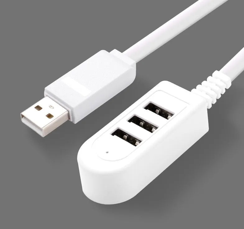 Cable separator hub with 3 USB ports and Micro USB interface on a desk