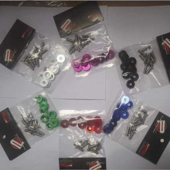 Car modification gasket screw washer kit showing 10 pieces in selected colour option