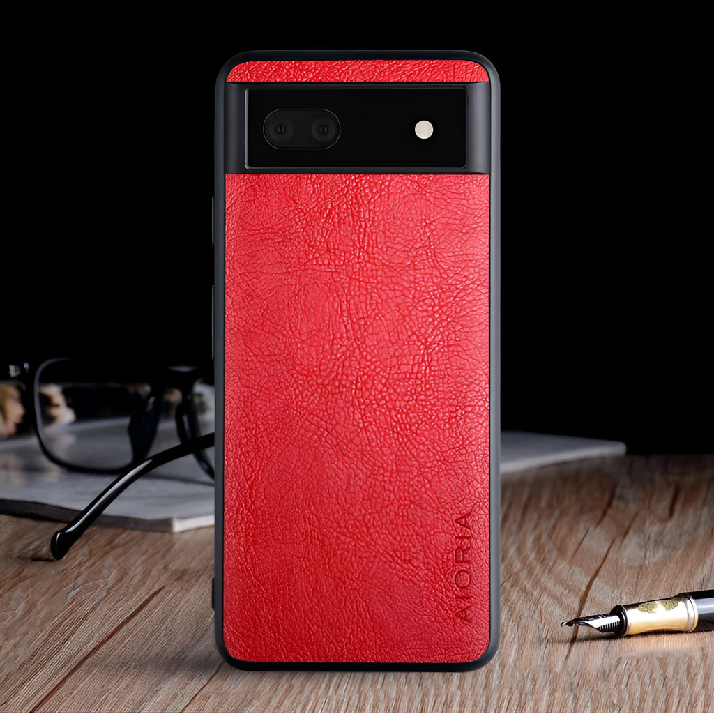 Google Pixel 6A phone case with lychee skin texture in pure colour options