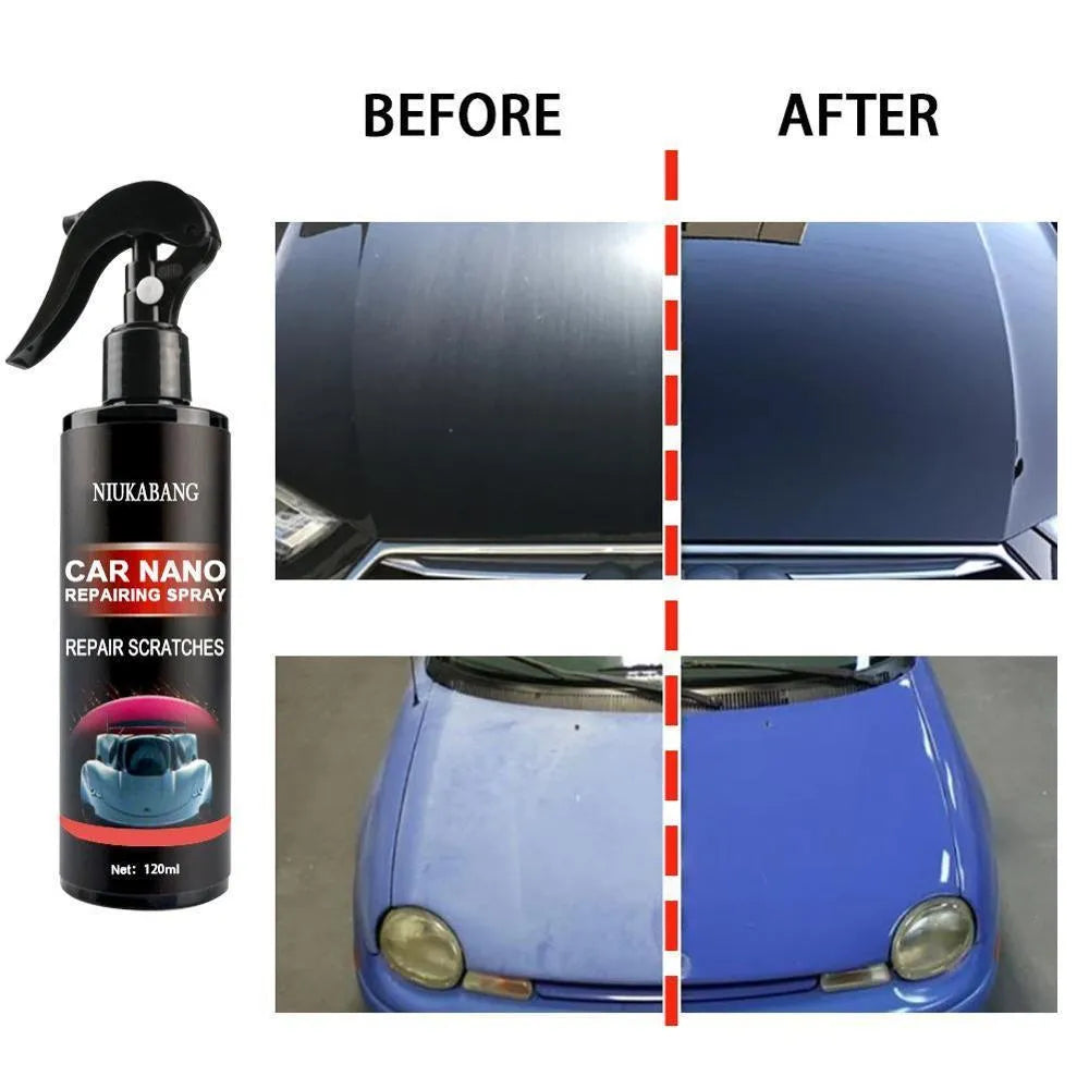 Nano car scratch repairing spray bottle 30ml-120ml for light scratch and swirl removal on car paint.