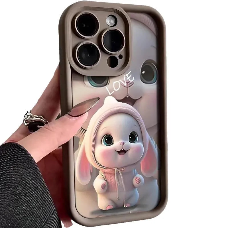 Cute bunny silicone phone case for Apple iPhone, shockproof protective sleeve