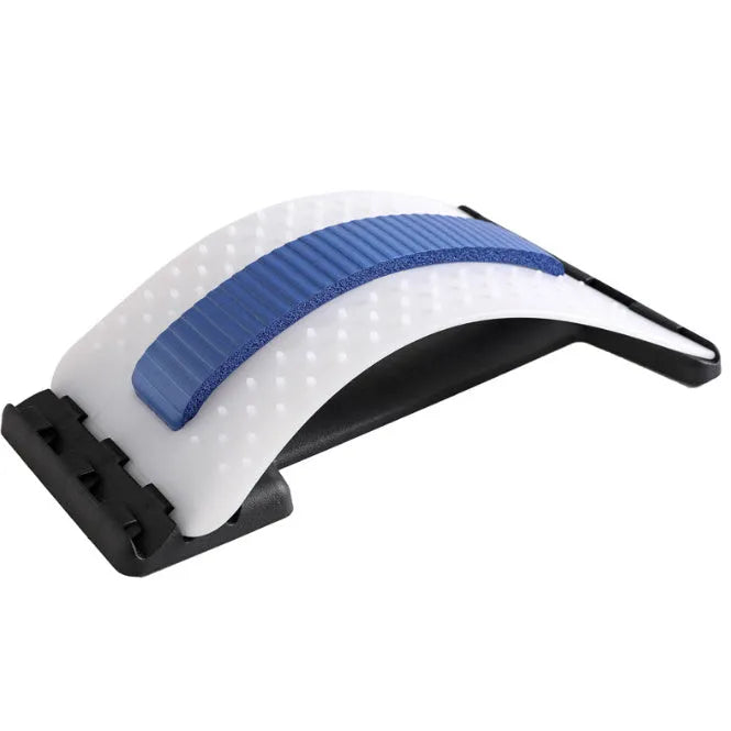 Adjustable manual back stretcher massager with multiple massage heads in a rectangular trapezoid shape.