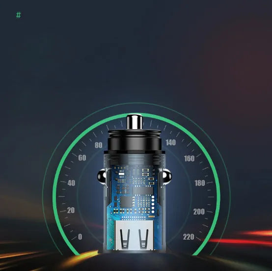 Aluminium alloy USB car charger with dual ports and 4.8A fast charging output
