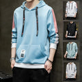 Men's casual loose long sleeve pullover hoodie top with letter print in polyester fabric