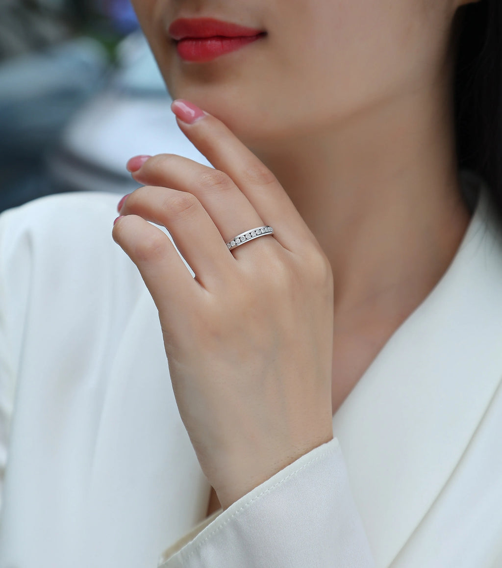 Moissanite star ring S925 silver platinum plated gift box GRA certificate sizes 5 to 9