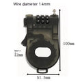 Retractable bicycle motorcycle helmet lock with ABS plastic housing and 1 metre wire rope cable extended