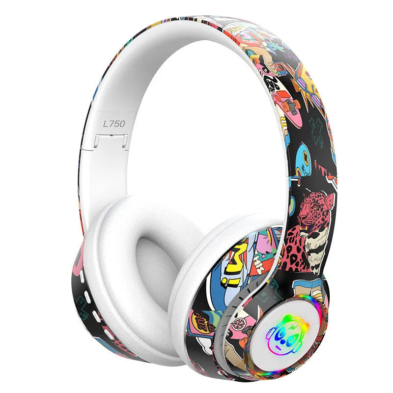 Wireless Bluetooth headset in black or white colours with head-mounted design