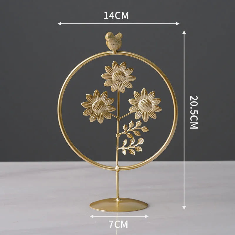 Nordic style wrought iron wall ornament with copper plastic finish in a modern home setting