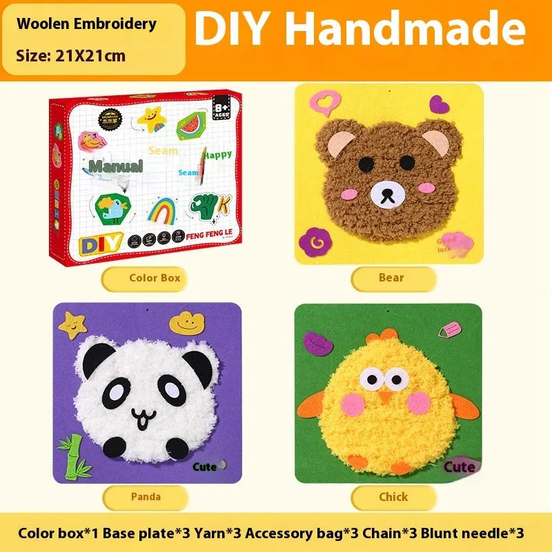 Children's Handmade Embroidery Painting DIY Material Package with embroidery enlightenment stamp and poke gift box options for elderly users