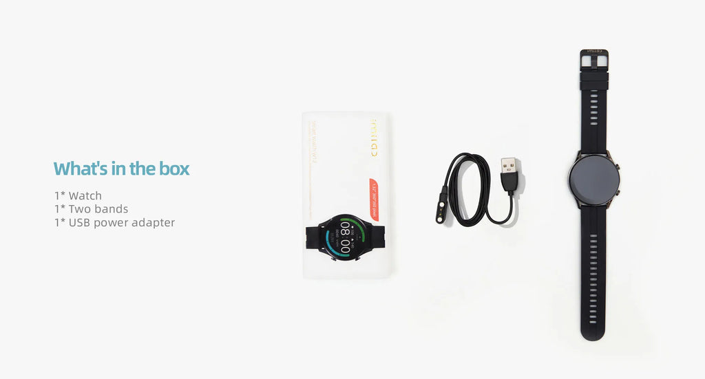 IMILAB W12 Smart Watch Black with 1.32-inch HD screen, rubber strap, and heart rate sensor