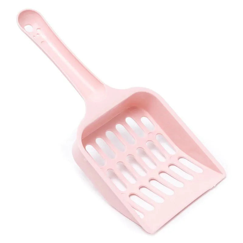 Plastic cat litter scoop in blue colour showing measurements of 20cm length and 9cm width