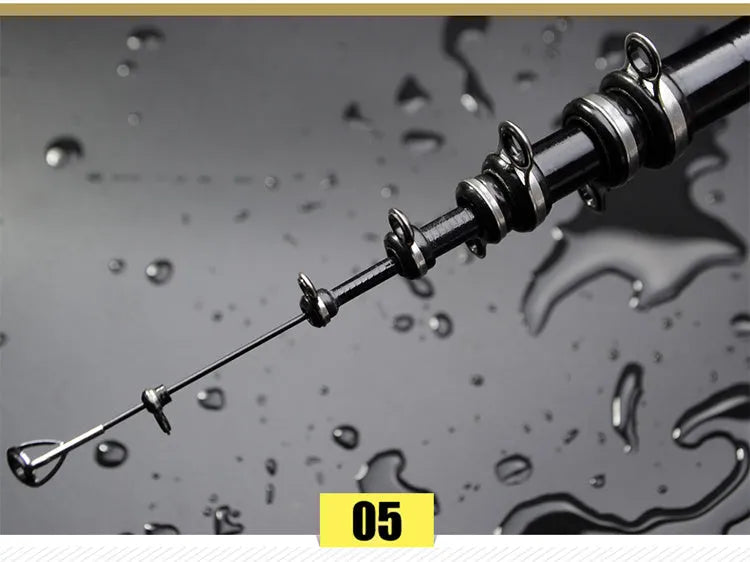 Blue full carbon rock fishing rod for sea fishing, single pole, hard action, six sections