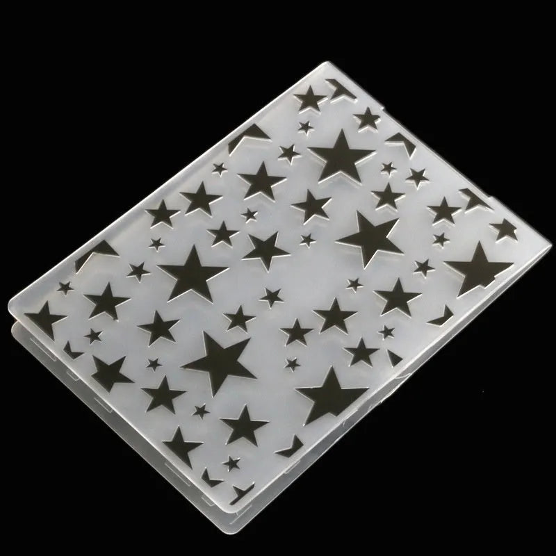 Plastic decorative cake mould with ten patterns including windmill and flower shapes, folding size 14.5x10.5 cm