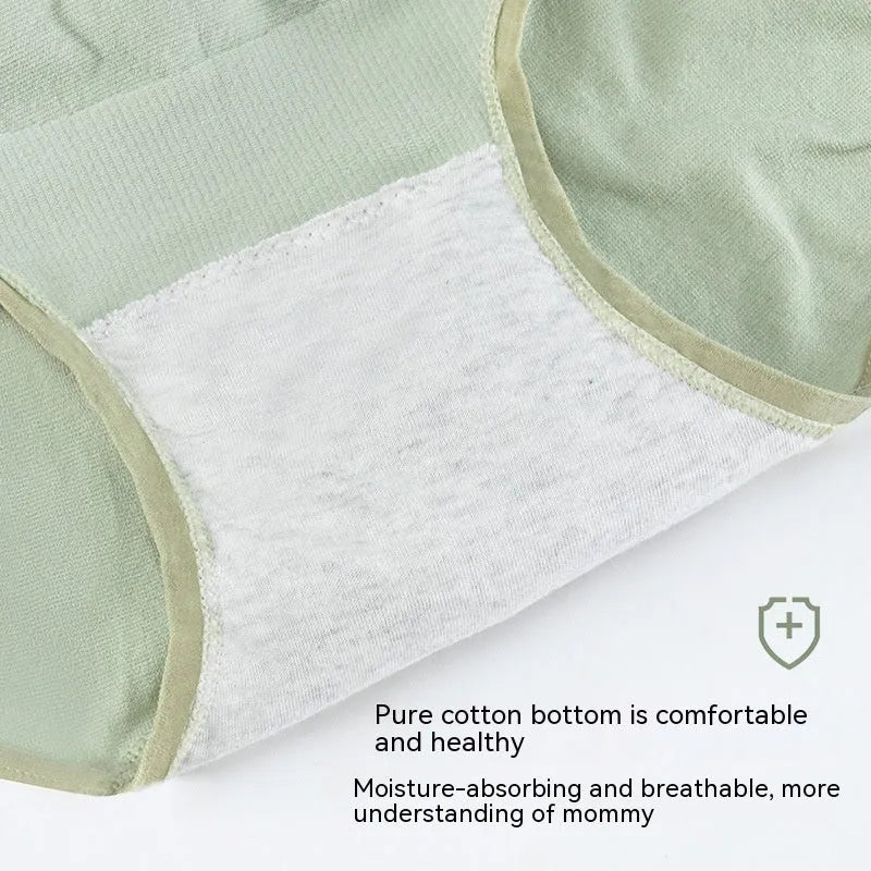 Thin breathable seamless maternity underwear with high-waist belly support in Cameo Brown colour on a female mannequin