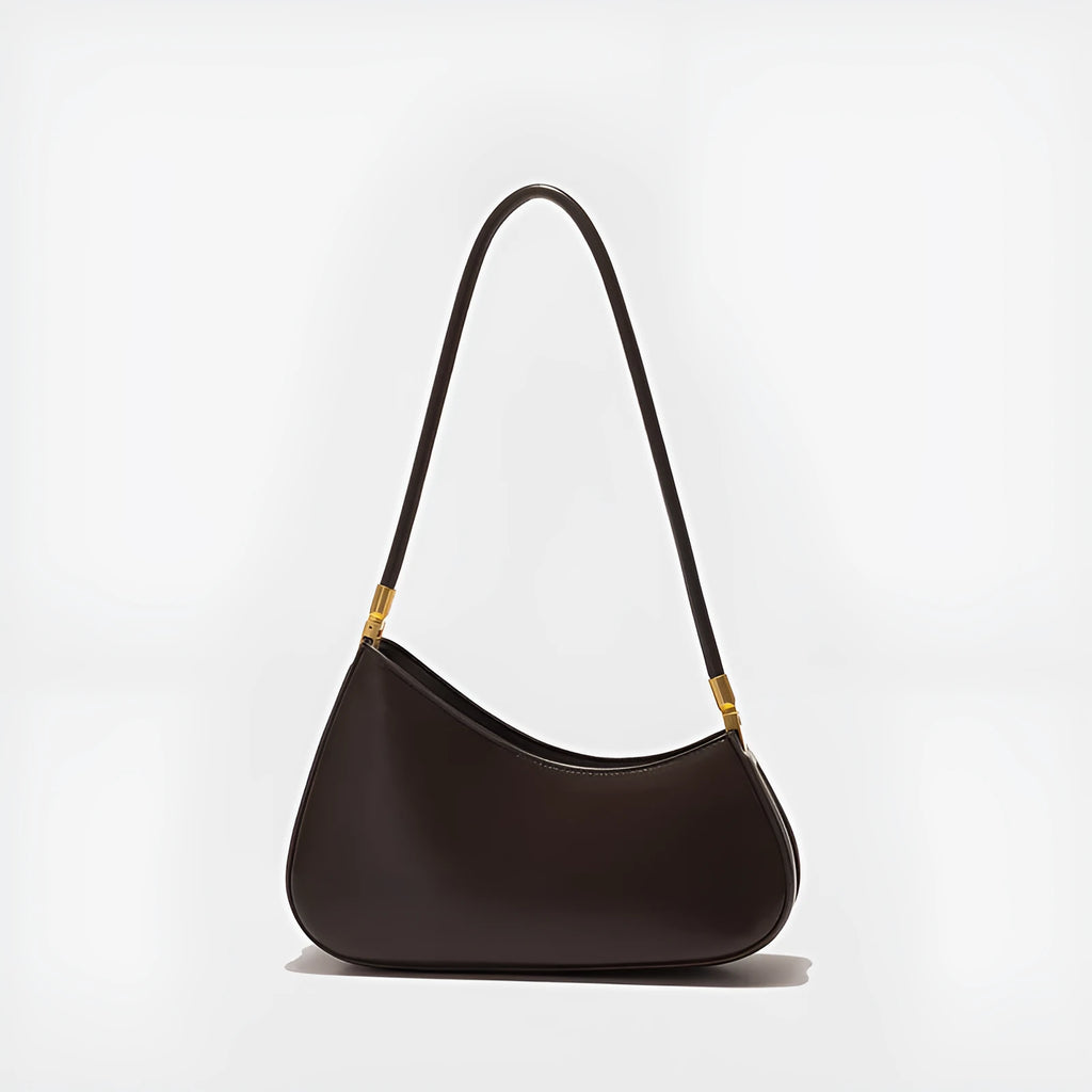 Retro oval women's underarm bag in seven colour options with single shoulder strap and sandwich pocket