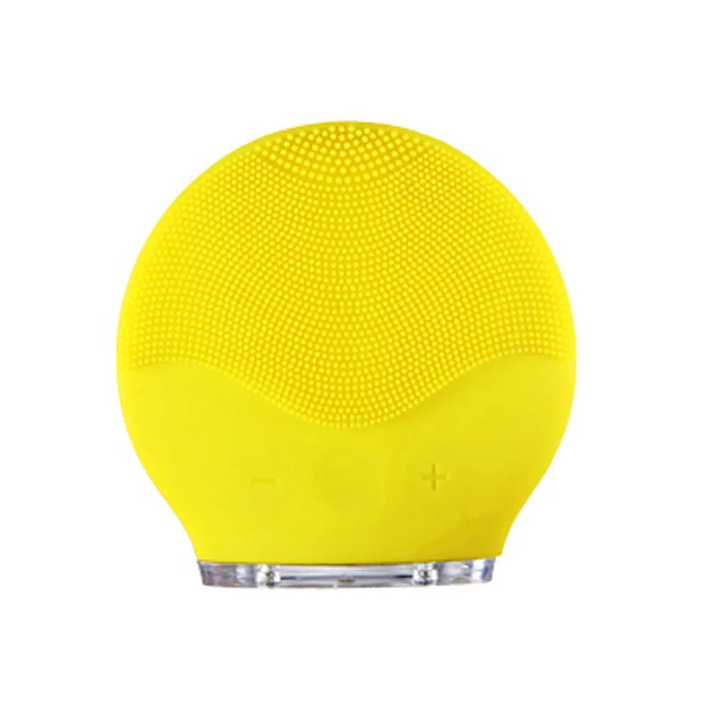 Electric waterproof silicone cleansing instrument mini facial brush in pink with USB cable