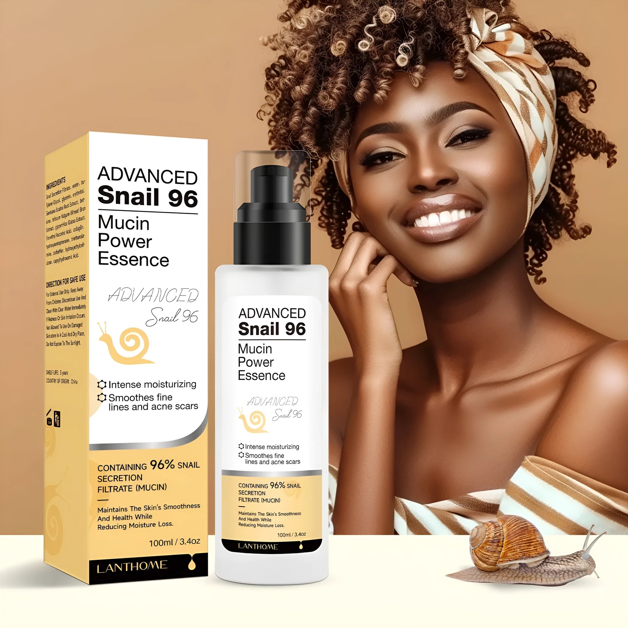 100ml bottle of Snail Snail Serum universal moisturising facial essence for home skincare