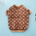 Thick wool dog sweater for winter in monochrome and two-tone colours, sizes XS to XXL.
