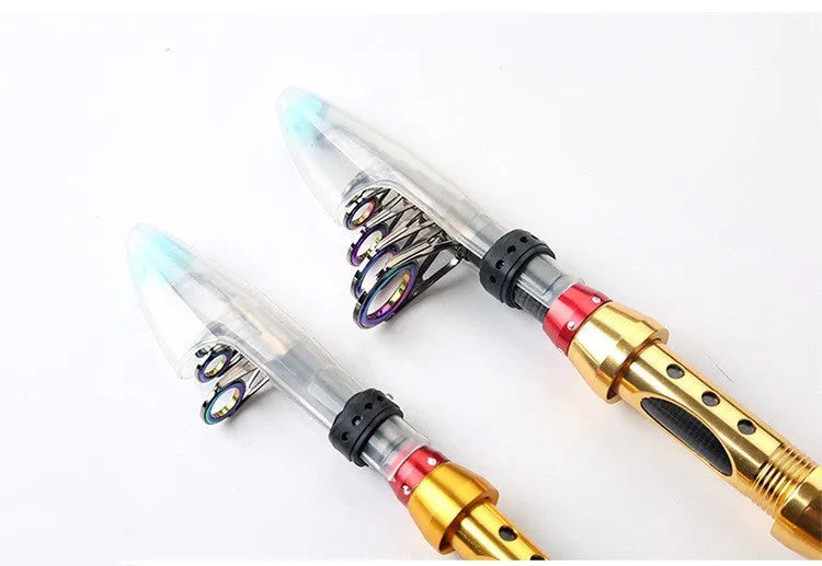 Carbon fibre telescopic spinning fishing rod for sea fishing with metal handle