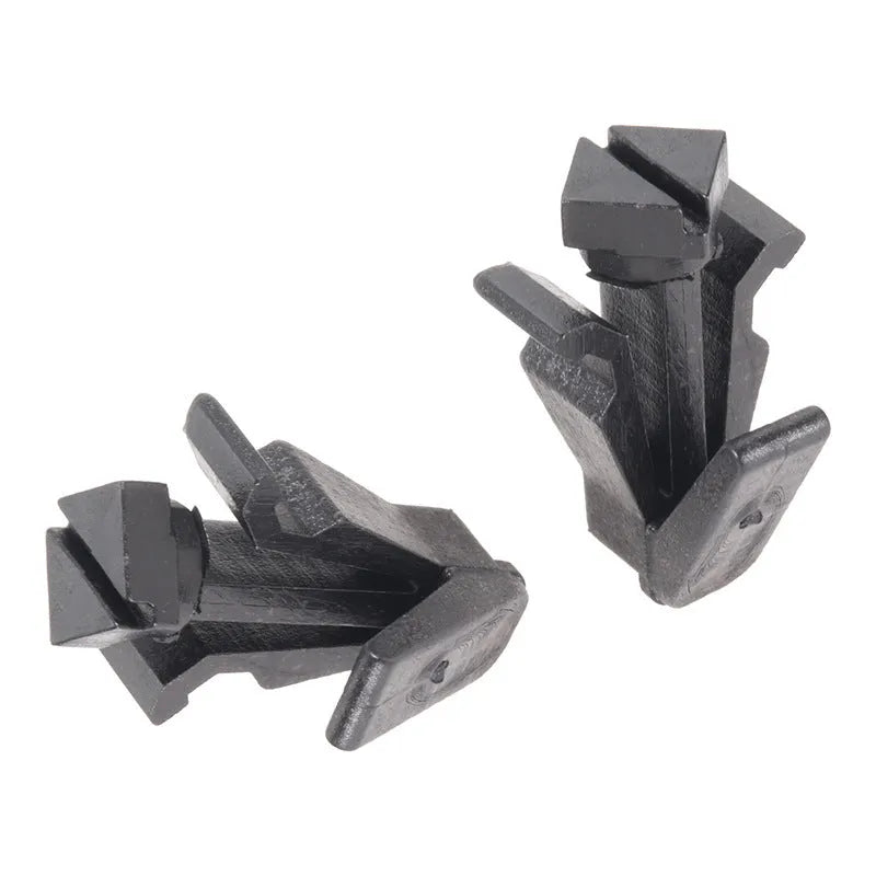 Black plastic Nissan radiator grille fastening clip model 76882-0M060 for bumper cover attachment