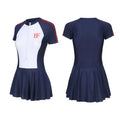 Conservative women's sports one-piece swimsuit in a colour-block pattern, shown in colour E92 or E93.