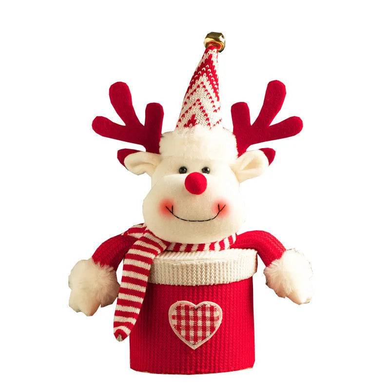 Christmas Eve gift box made from knitted flannel with cartoon-style oversized elk design