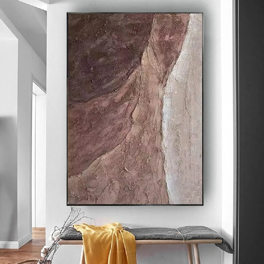 Handmade abstract brown texture oil painting on rolled unstretched canvas for wall decor