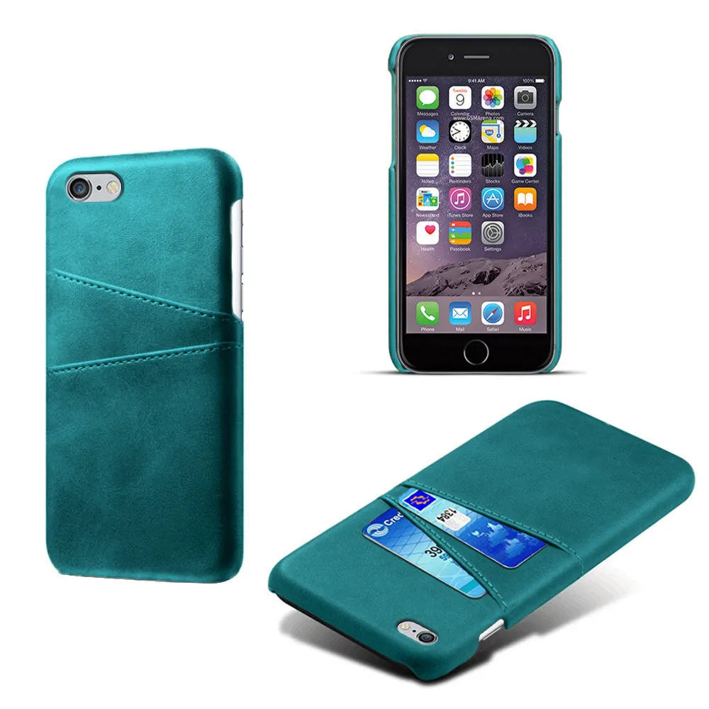 Non-Apple branded back cover phone case in black with crazy horse leather texture