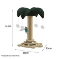 Solid wood cat scratching post with sisal rope and a rotating turntable in a panda design.