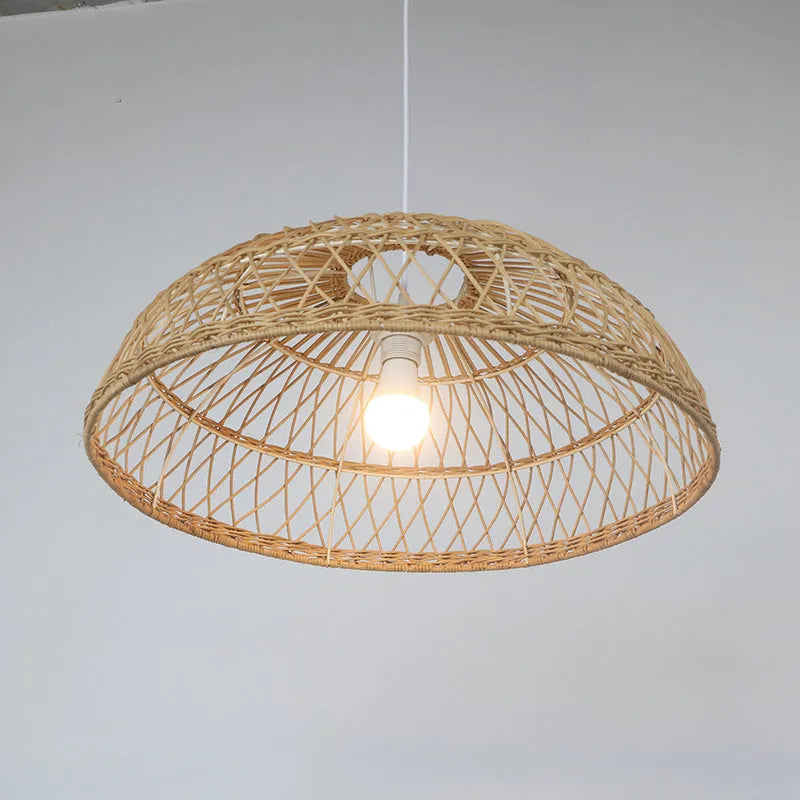 Hand-woven bamboo chandelier lampshade 60cm diameter natural strips ceiling light