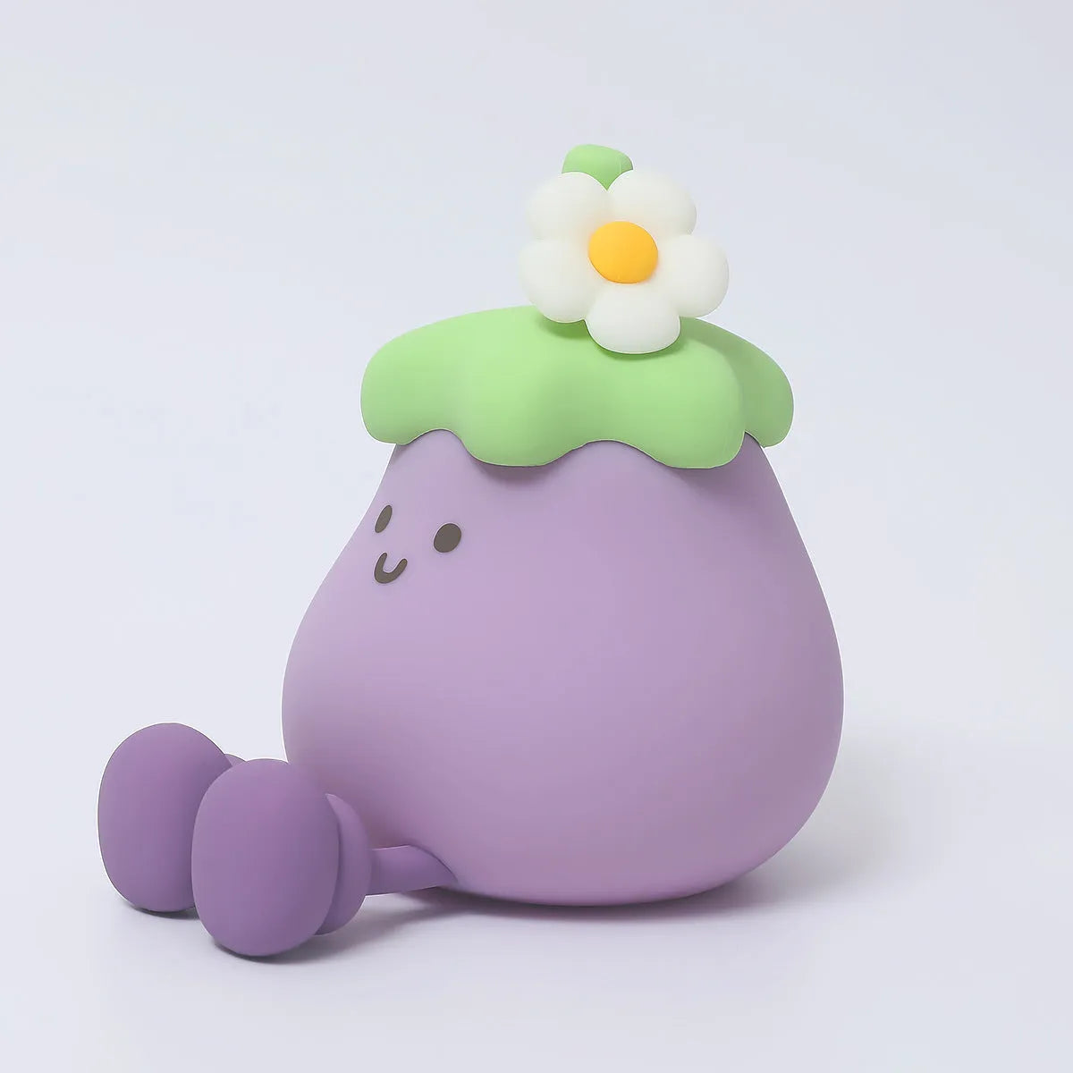 Cartoon eggplant and broccoli character night lamps with soft yellow ambience lighting