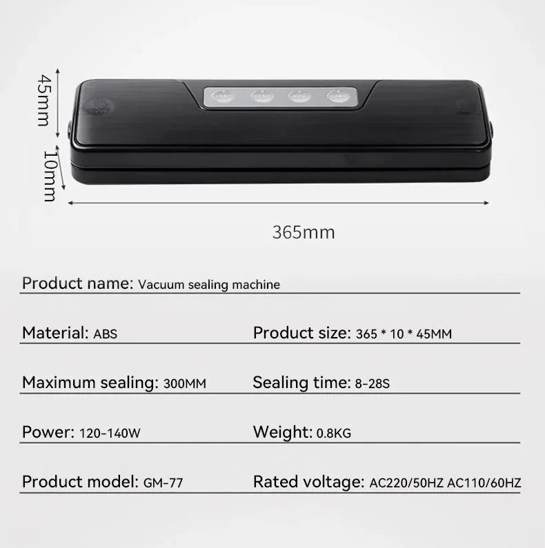 White automatic vacuum sealer machine on a kitchen counter