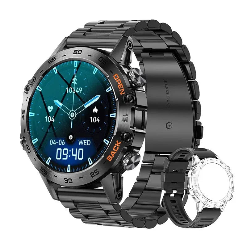 Bluetooth calling smart watch with health monitoring features on wrist showing IPS touch screen display