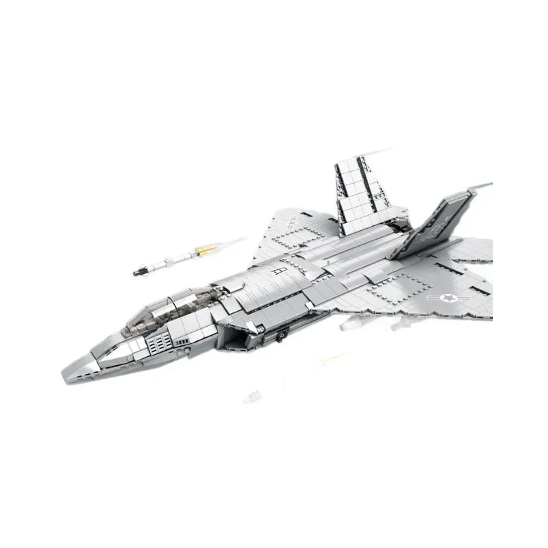 Aerospace military aircraft F-22 Raptor building blocks toy with 1837 pieces in colour box