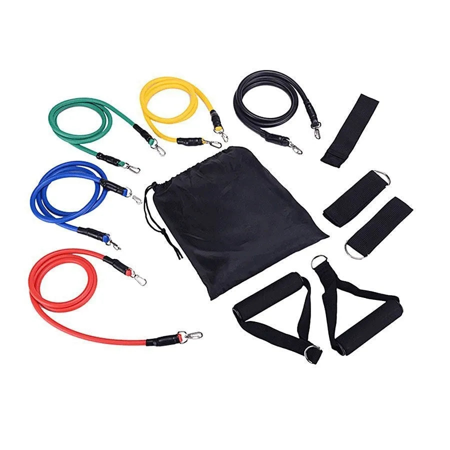 Door sports multi-functional 11-piece set with pulling rope and ABS plastic components.