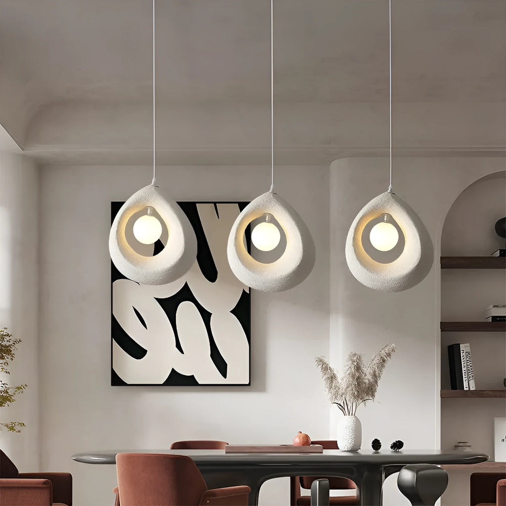 Retro restaurant style pendant chandelier with milky white 32x35cm lampshade