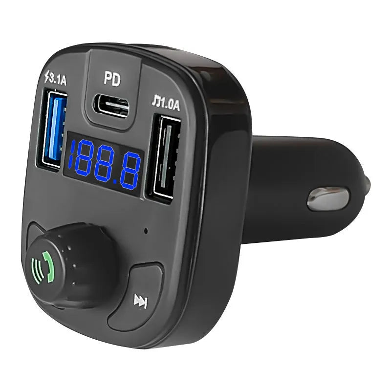Portable Home F17 black car charger Bluetooth receiver with FM transmitter and USB ports