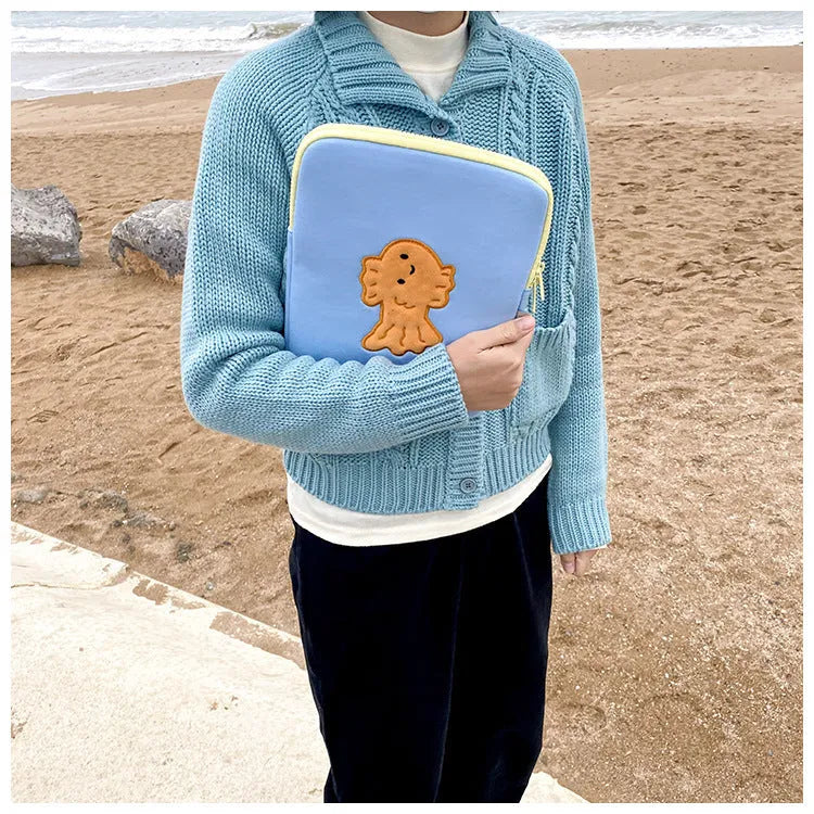 Cute goldfish cotton tablet protection sleeve bag with zipper closure in 11 inch size