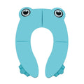 Children's toilet seat pad in PP, shown in blue or green with drawstring bag for toilet training