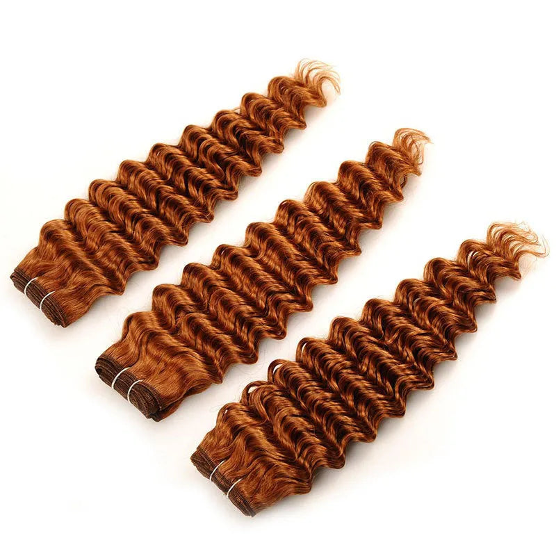Deep wave human hair 100g brown real hair weave, available in 8 to 26 inch lengths, no knotting or hair loss